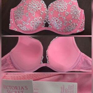 Victoria's Secret Pink Floral Embroidered Bra
